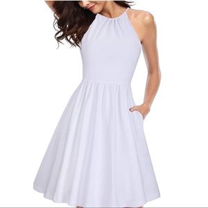 White, casual, summer dress with pockets. Size XL